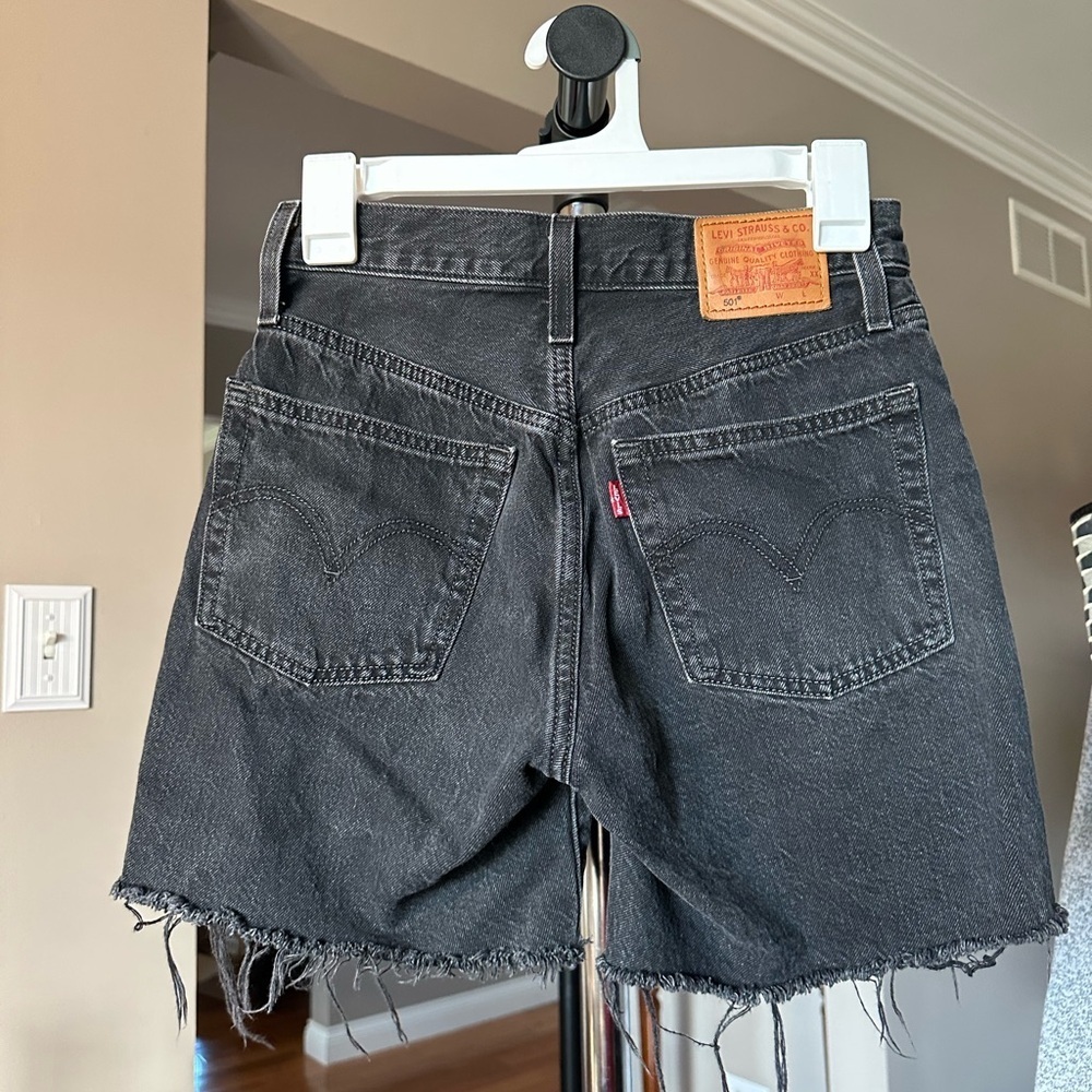 Levi's Black Jean Shorts with Frayed Hem - Picture 2 of 2